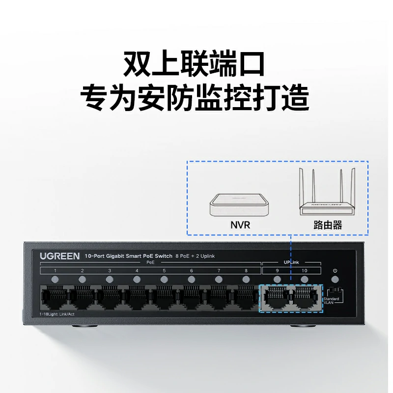 绿联10口千兆PoE以太网交换机