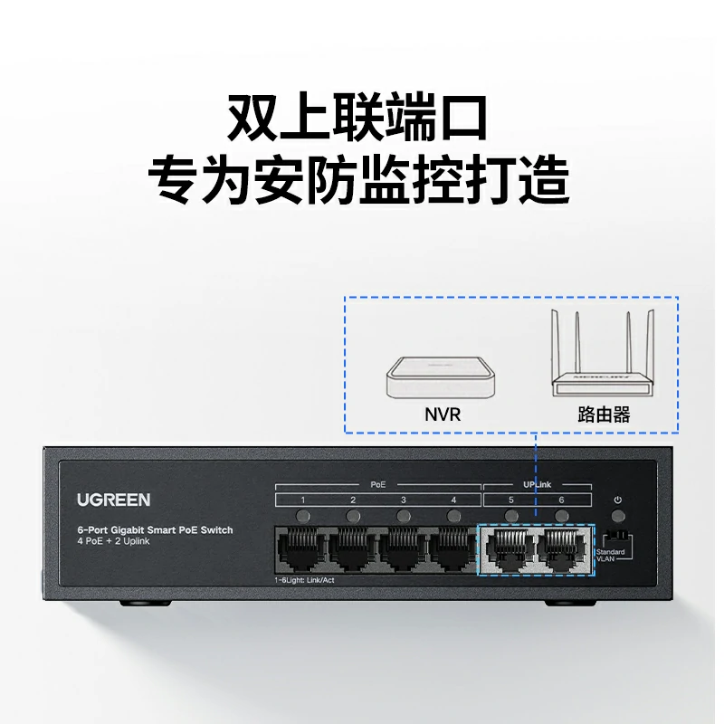 绿联6口千兆PoE以太网交换机