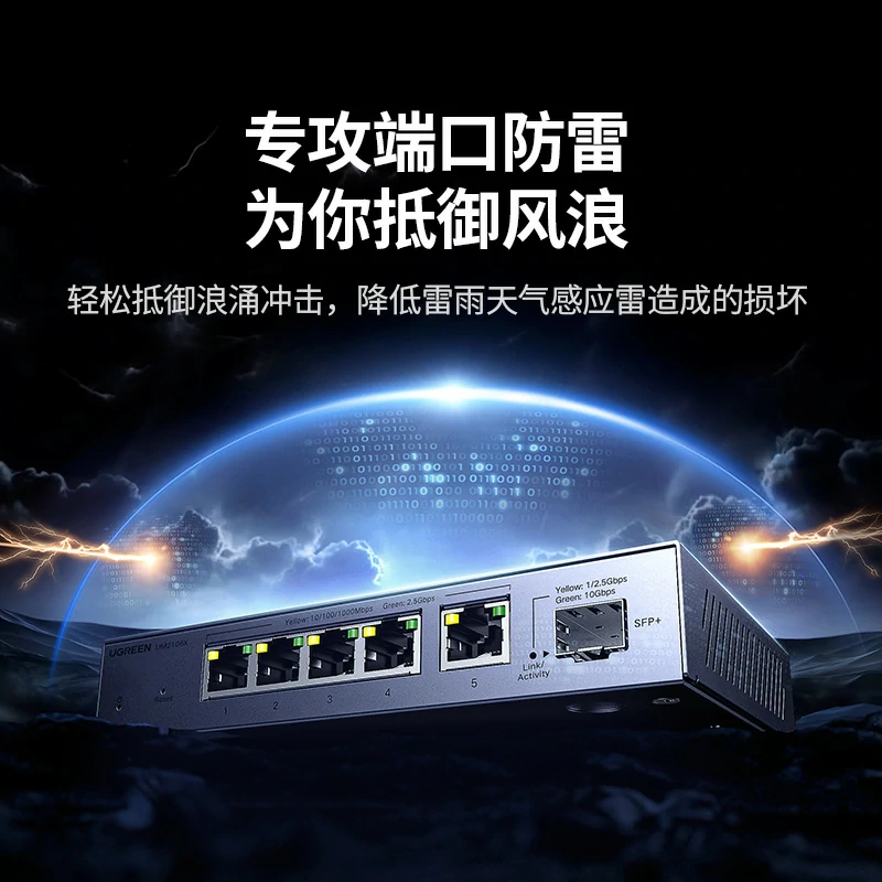 绿联9口光电混合2.5G交换机