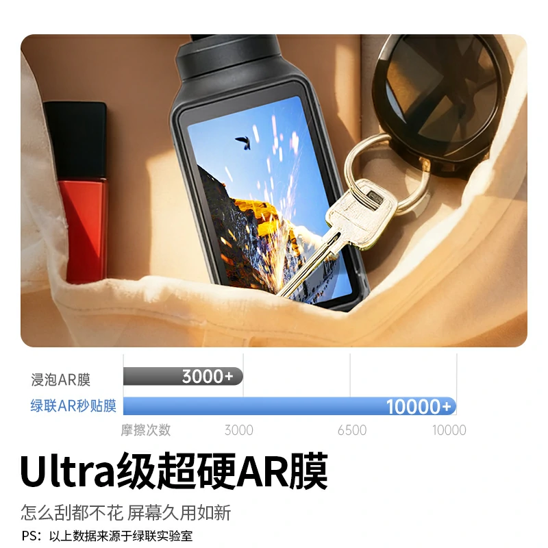 绿联适用大疆Pocket3/4系列 AR钢化膜