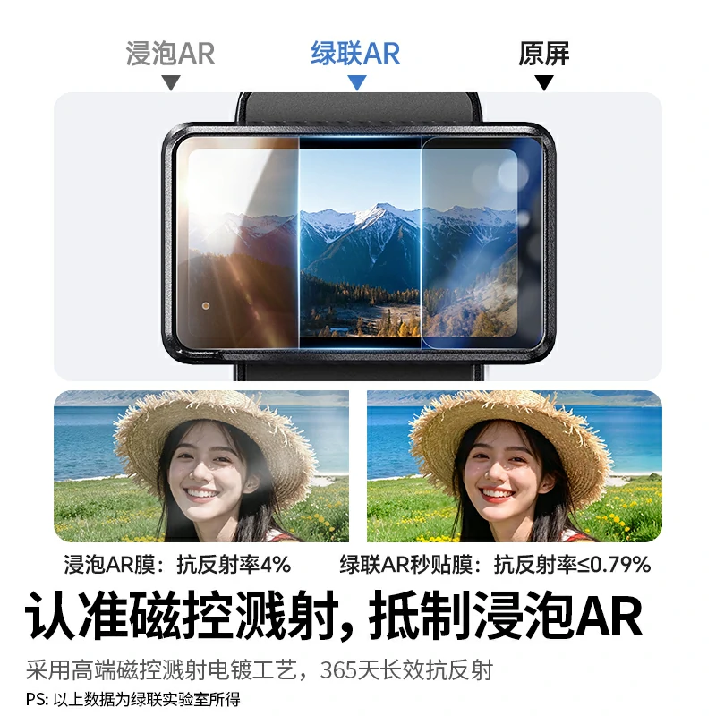 绿联适用大疆Pocket3/4系列 AR钢化膜