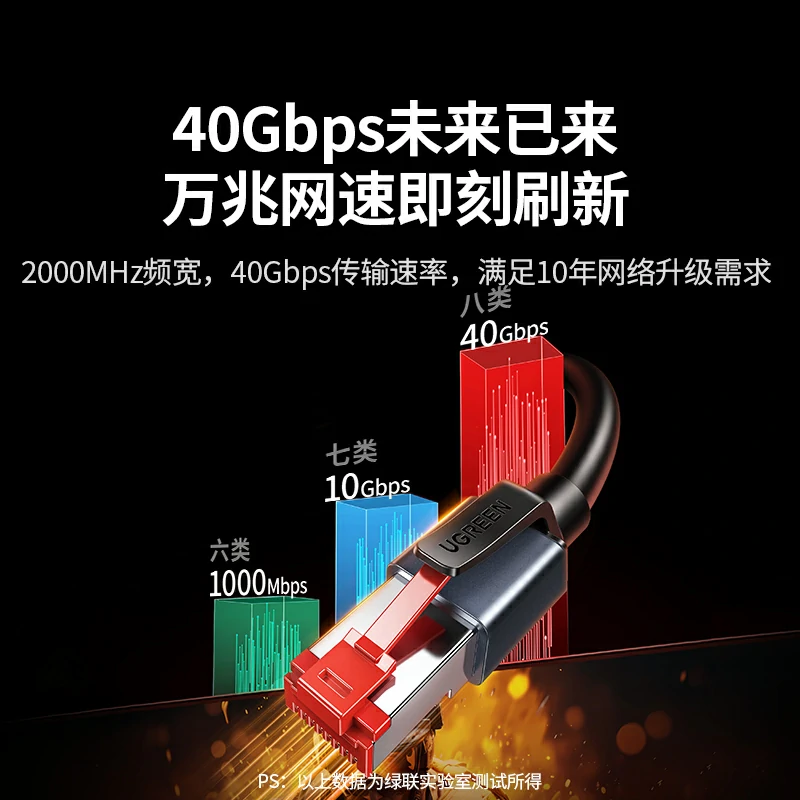 绿联八类万兆电竞网线 双屏蔽纯铜高速网络线