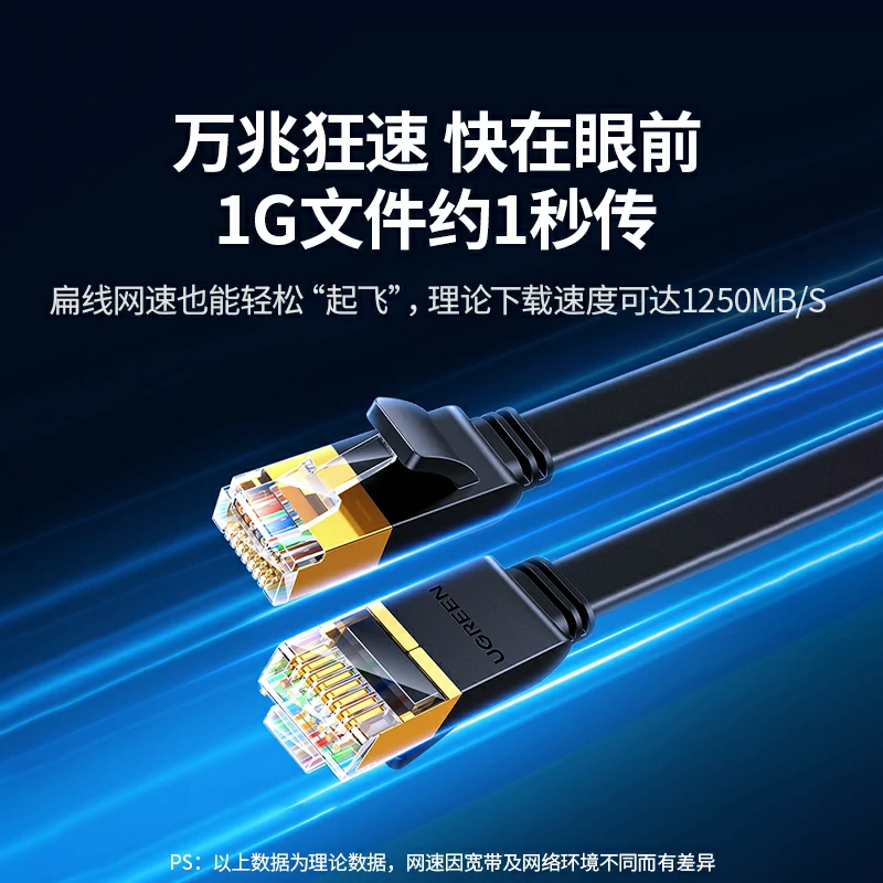 绿联七类万兆双屏蔽扁网线