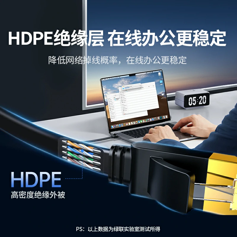 绿联七类万兆双屏蔽扁网线