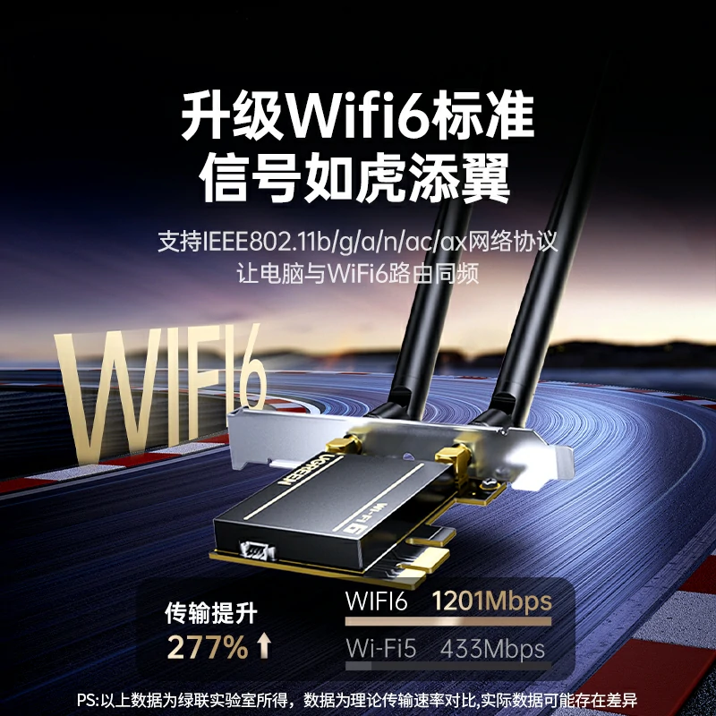 绿联AX1800 Wi-Fi 6 蓝牙PCIe无线网卡