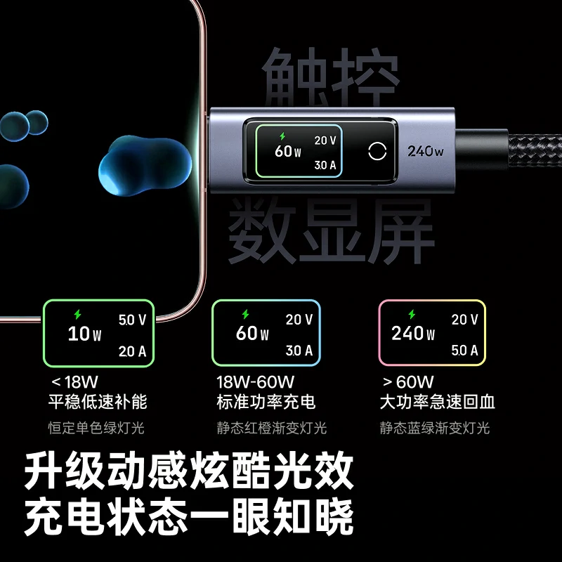 绿联240W Type-C屏幕显示数据线