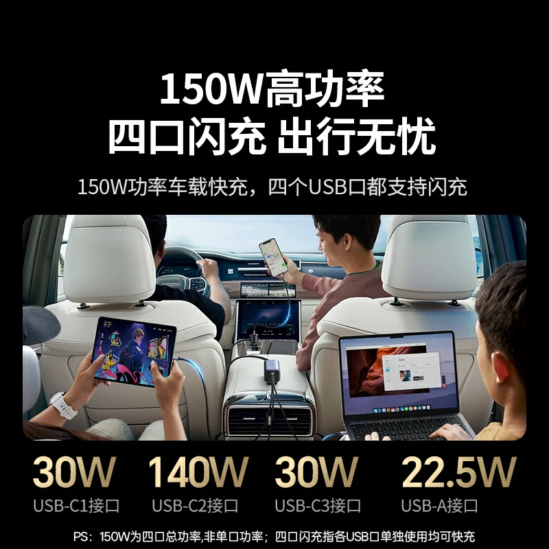 绿联150W快充车载氮化镓充电器