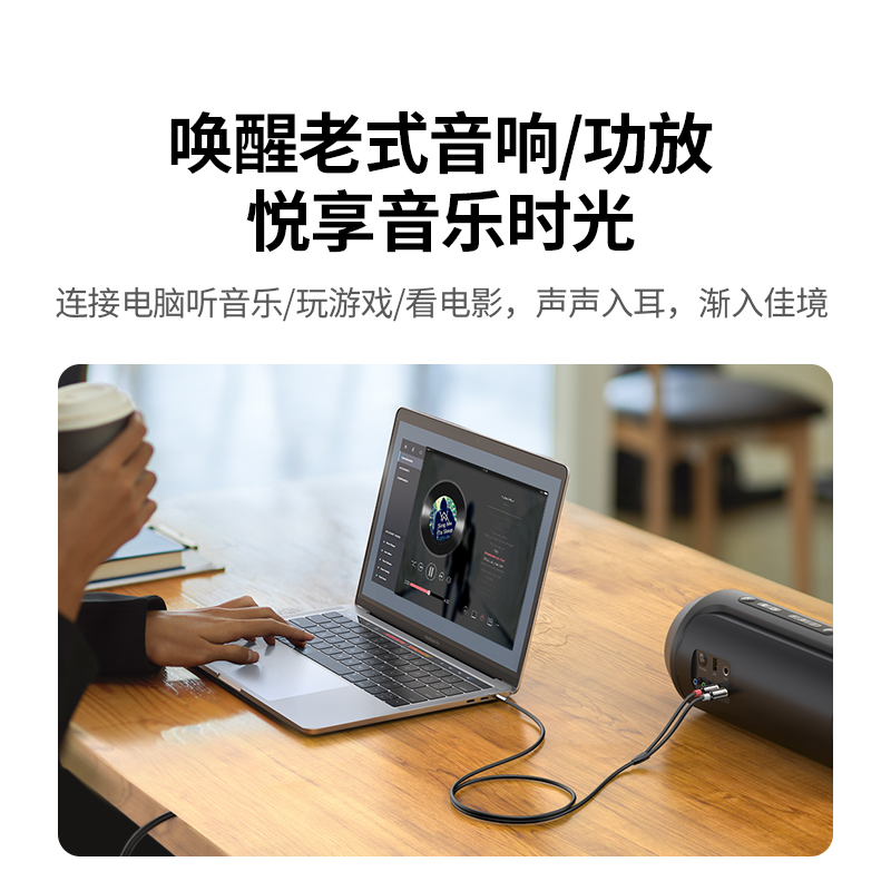 绿联3.5转双莲花音频线 纯铜镀金
