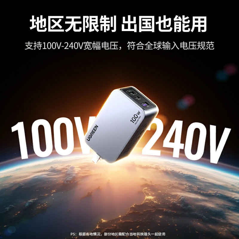 绿联闪充湃Pro 100W三口氮化镓充电器套装