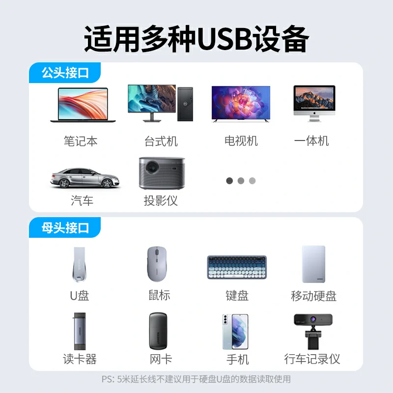 绿联USB3.0公对母延长线