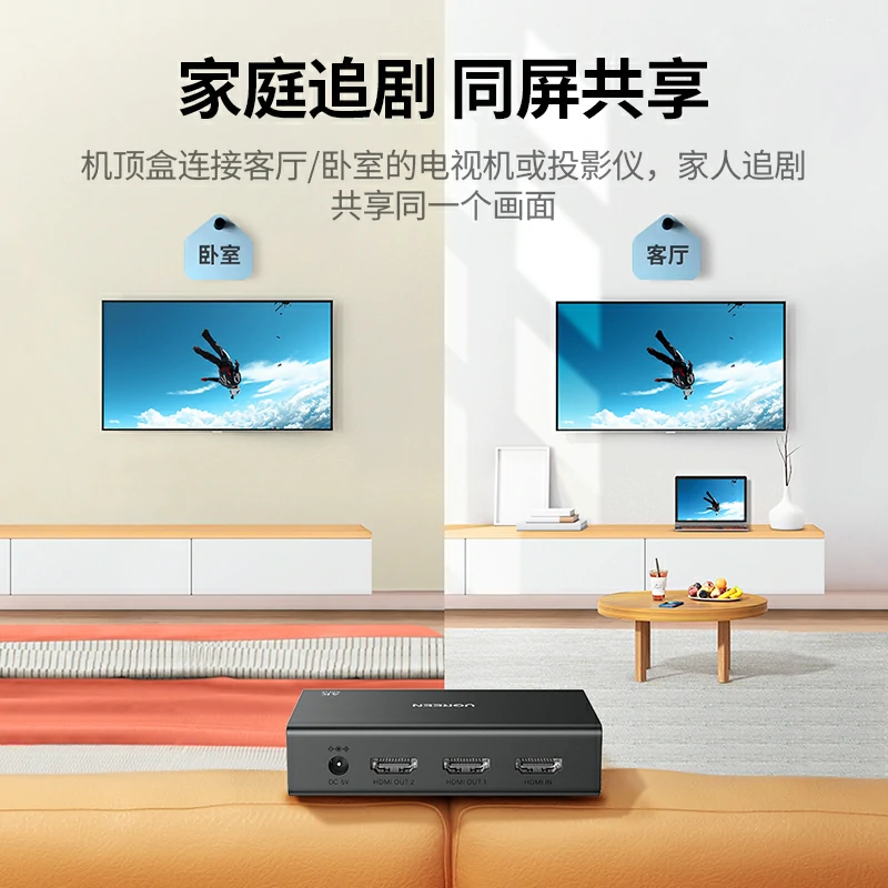 绿联HDMI2.0分配器一进二出 4K