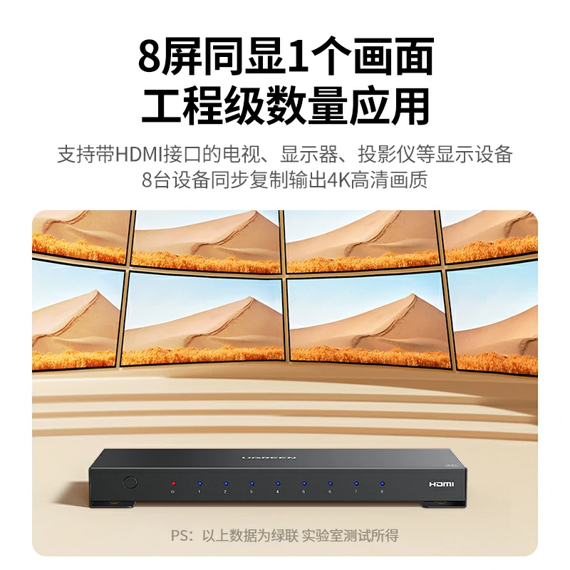 绿联HDMI分配器一进八出 4K高清