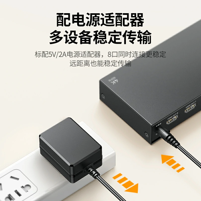 绿联HDMI分配器一进八出 4K60Hz