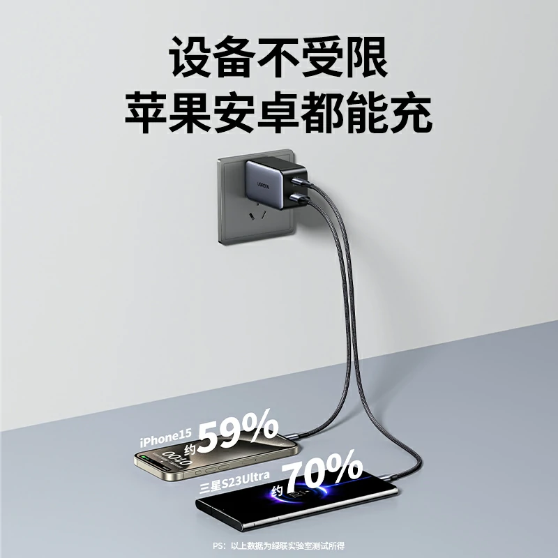 绿联闪充湃 65W双口氮化镓充电器