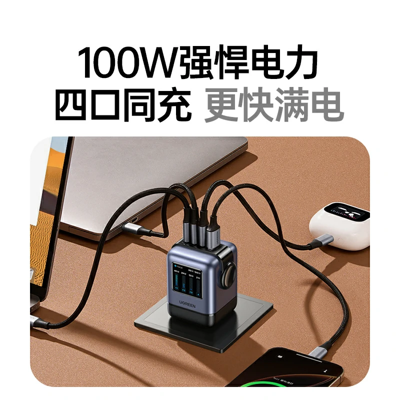 绿联100W四口氮化镓充电器 Q湃机器人