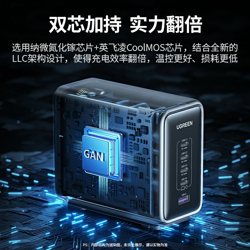 绿联 闪充湃 300W氮化镓五口桌面充电器套装