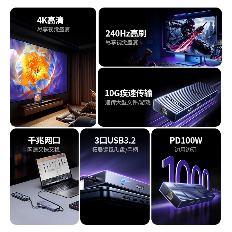 绿联Type-C转DP投屏七合一拓展坞4K60Hz