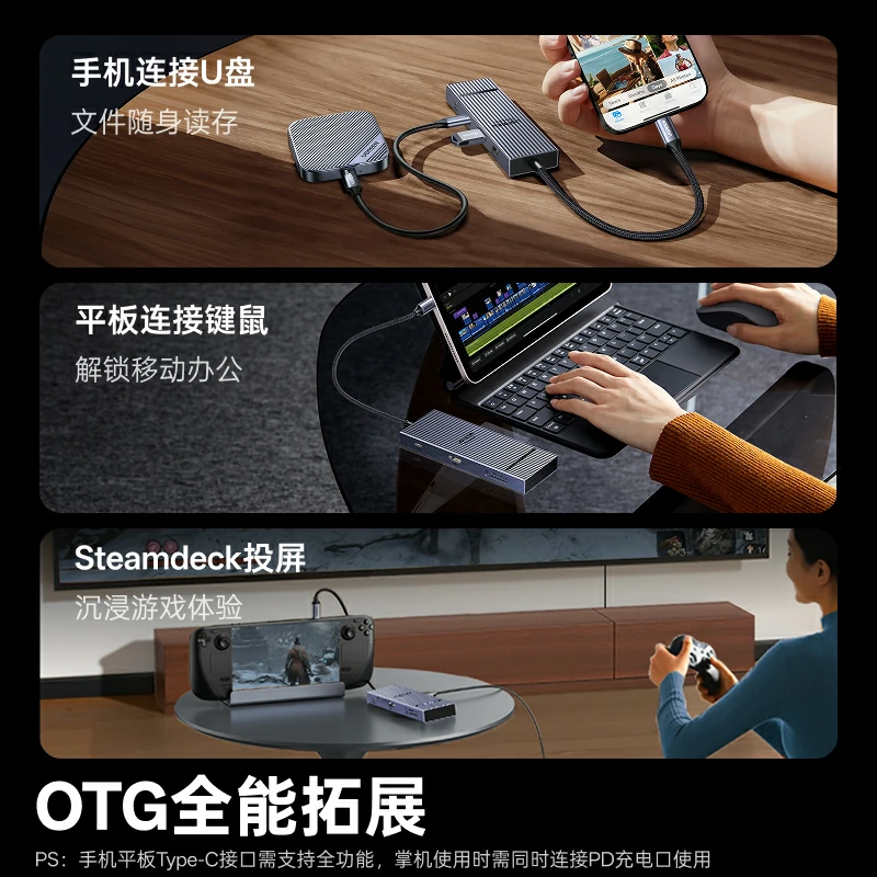 绿联Type-C八合一视频读卡扩展坞 4K60Hz