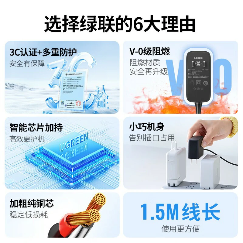 绿联12V2A电源适配器 24W 3C认证
