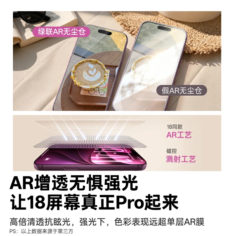 绿联适用iPhone18系列无边AR无尘仓膜