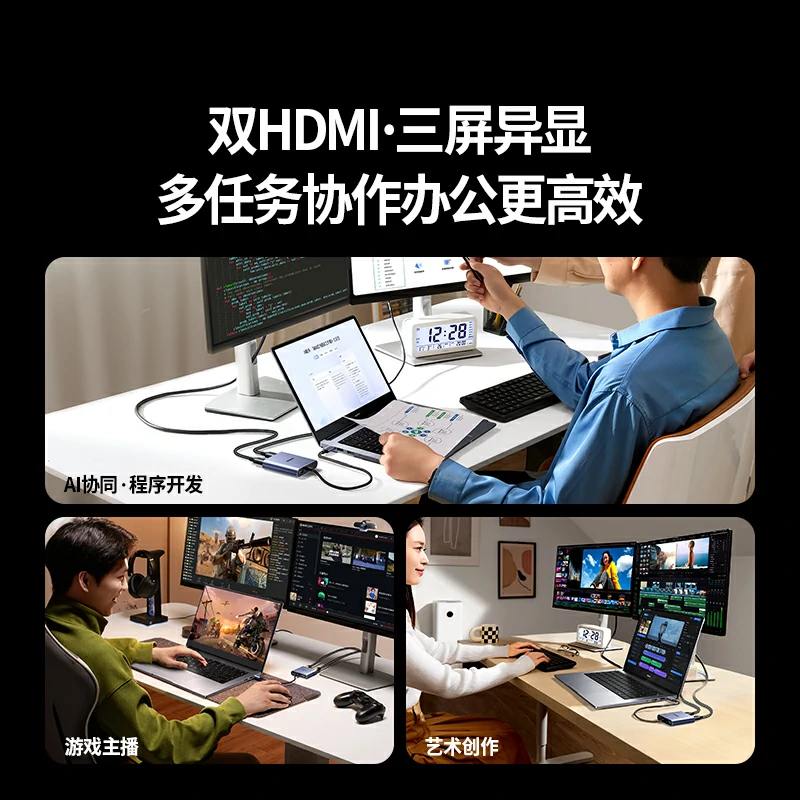 绿联Type-C扩展坞 双HDMI三屏异显