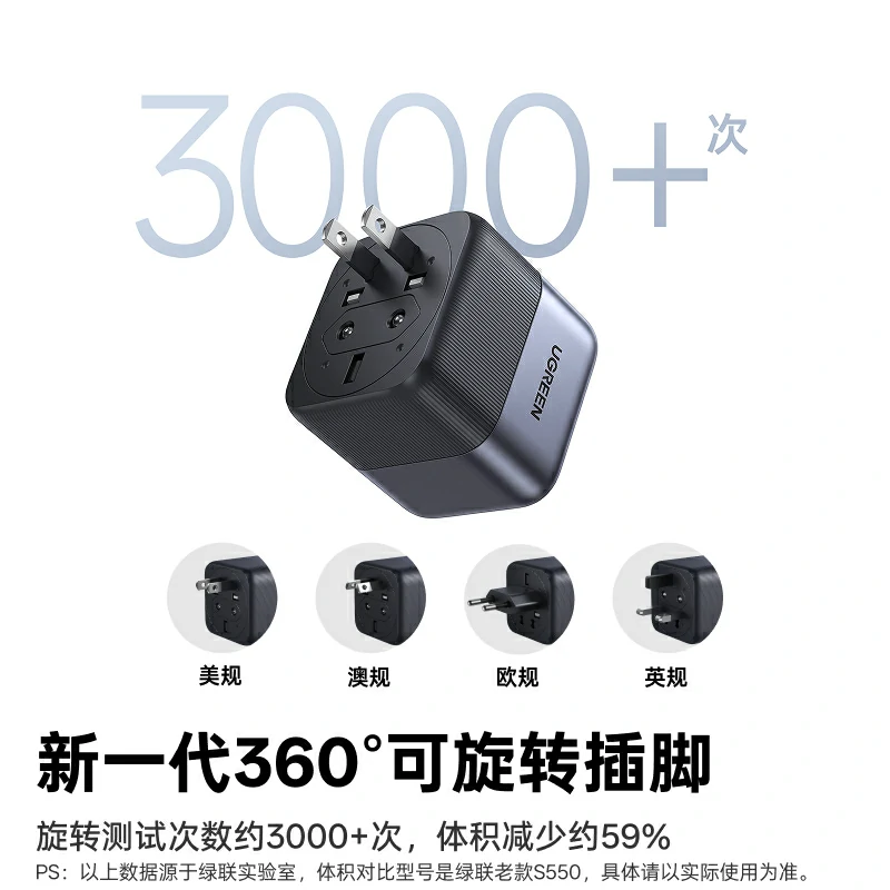 绿联65W多国旅行转换充电器