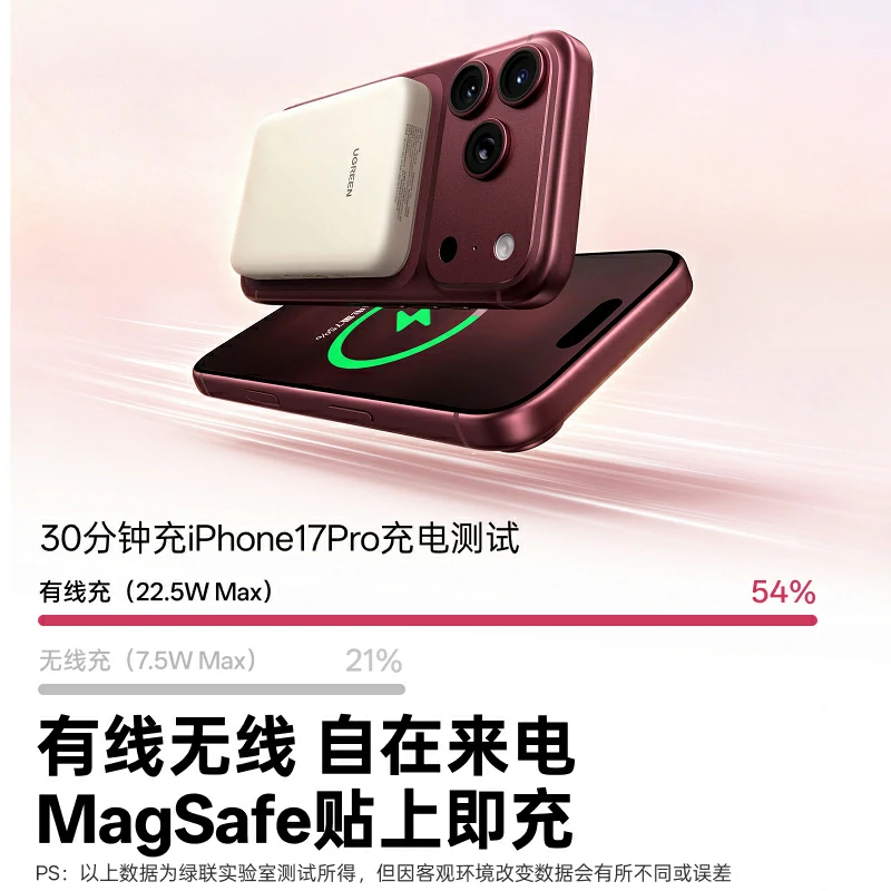 绿联P5 新国标磁吸无线快充充电宝10000mAh