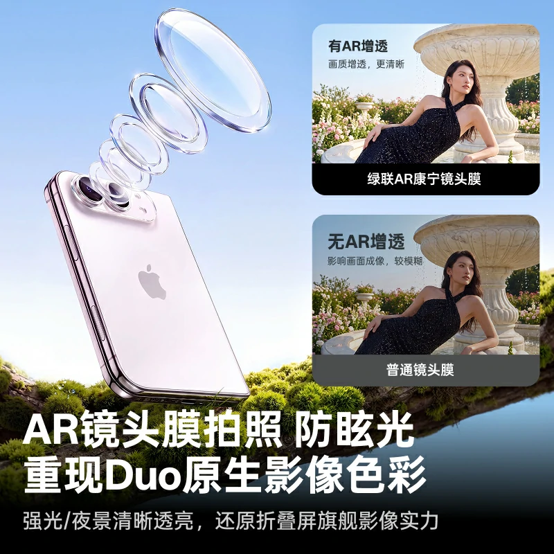 绿联适用iPhone Duo专属康宁AR镜头膜