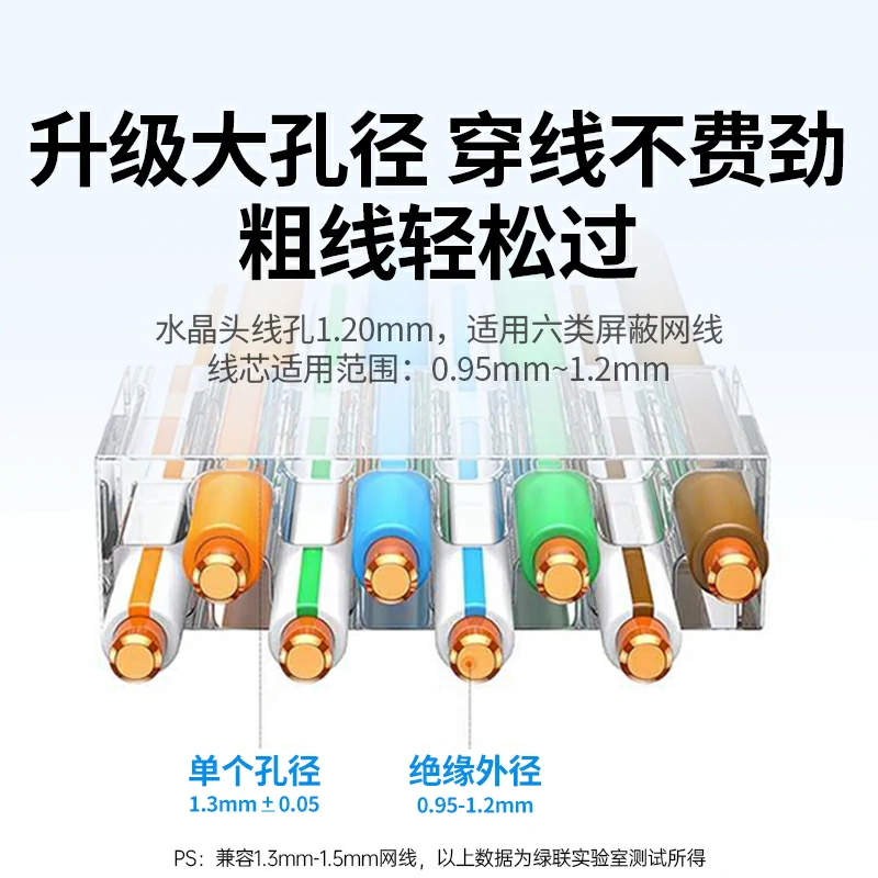 绿联超六类屏蔽水晶头万兆网络