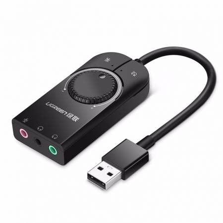 绿联USB外置声卡，USB转耳机麦克风免驱转换器