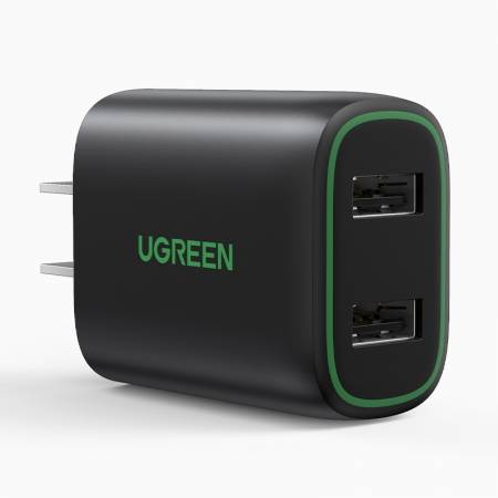 绿联USB双口充电器12W新款