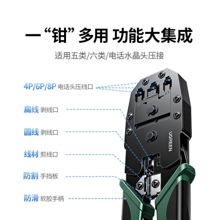 绿联多功能网线钳 多规格水晶头压接工具