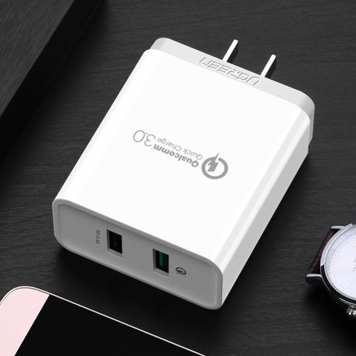 绿联双口USB快充,支持高通QC3.0,华为FCP快充