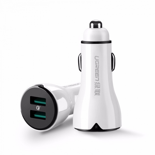 绿联QC3.0车载充电器，通用双USB车充