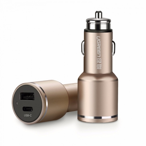 绿联一拖二车载充电器，支持USB PD快充兼容iPhone8