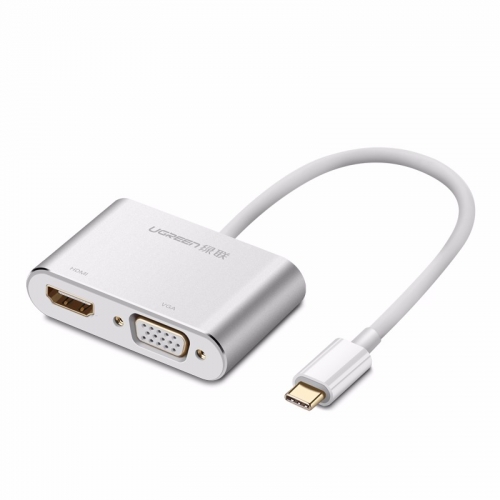 绿联Type-c转HDMI+VGA，Mate10苹果笔记本投影仪转换器