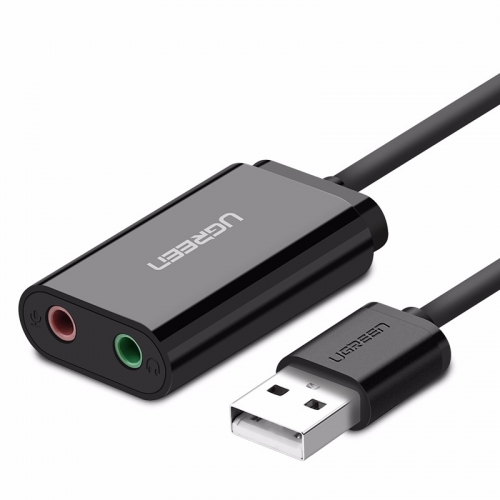 绿联USB外置声卡，USB转耳机麦克风音响3.5mm音频线