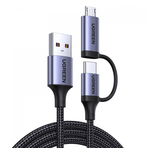 绿联type-c+micro usb二合一闪充数据线