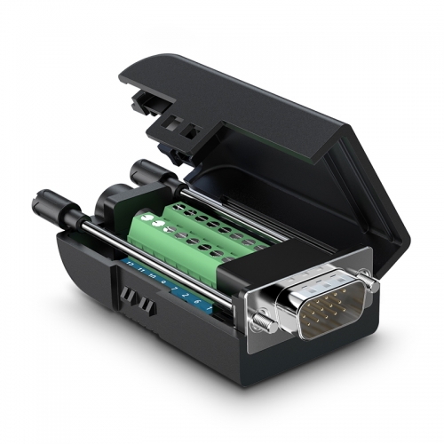 绿联vga免焊接头公3+6+9连接器3排15针DB15