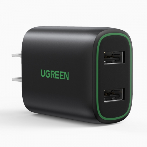 绿联USB双口充电器12W新款